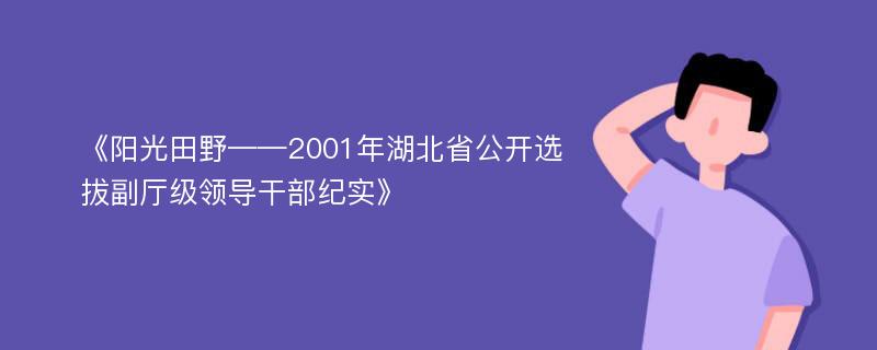 《阳光田野——2001年湖北省公开选拔副厅级领导干部纪实》